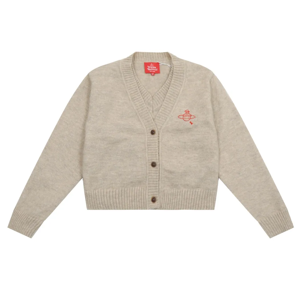 VIVI 134#Top quality" vivienne west wood 25 spring new model Saturn embroidery fake two-piece short cardigan Size: 1 yard (90-110 pounds) 2 yards (110-130 pounds) 3 yards (130-150 pounds) Color: black gray khaki